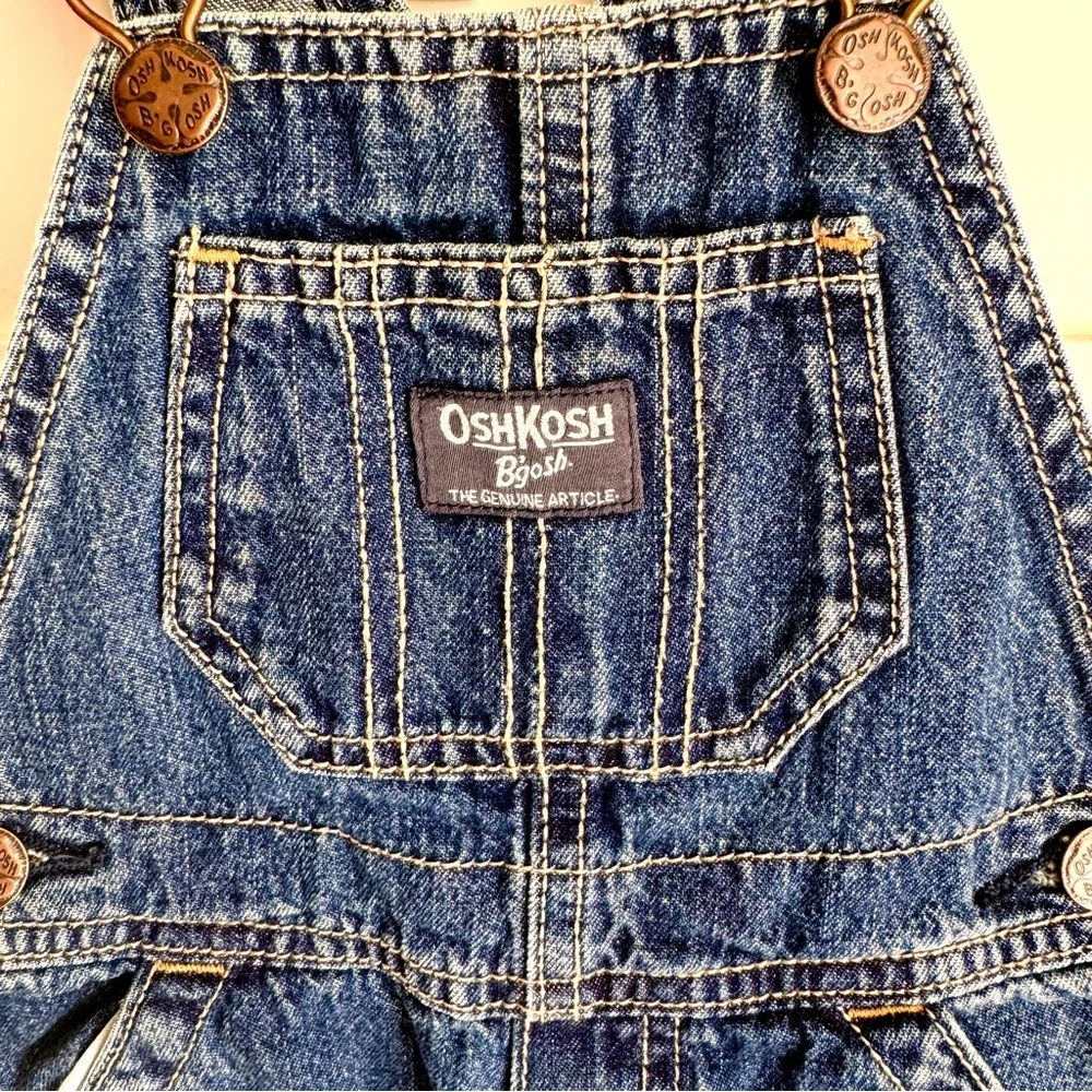 OshKosh B'Gosh Toddler Denim Overalls Size 12 Month Dark Wash Adjustable Straps